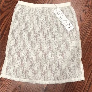 ELAN Mini Skirt Lace Cream Beach Resort CoverUp 🌴